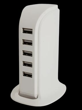 Power-Hub 5 White 5-Port USB Charging Tower